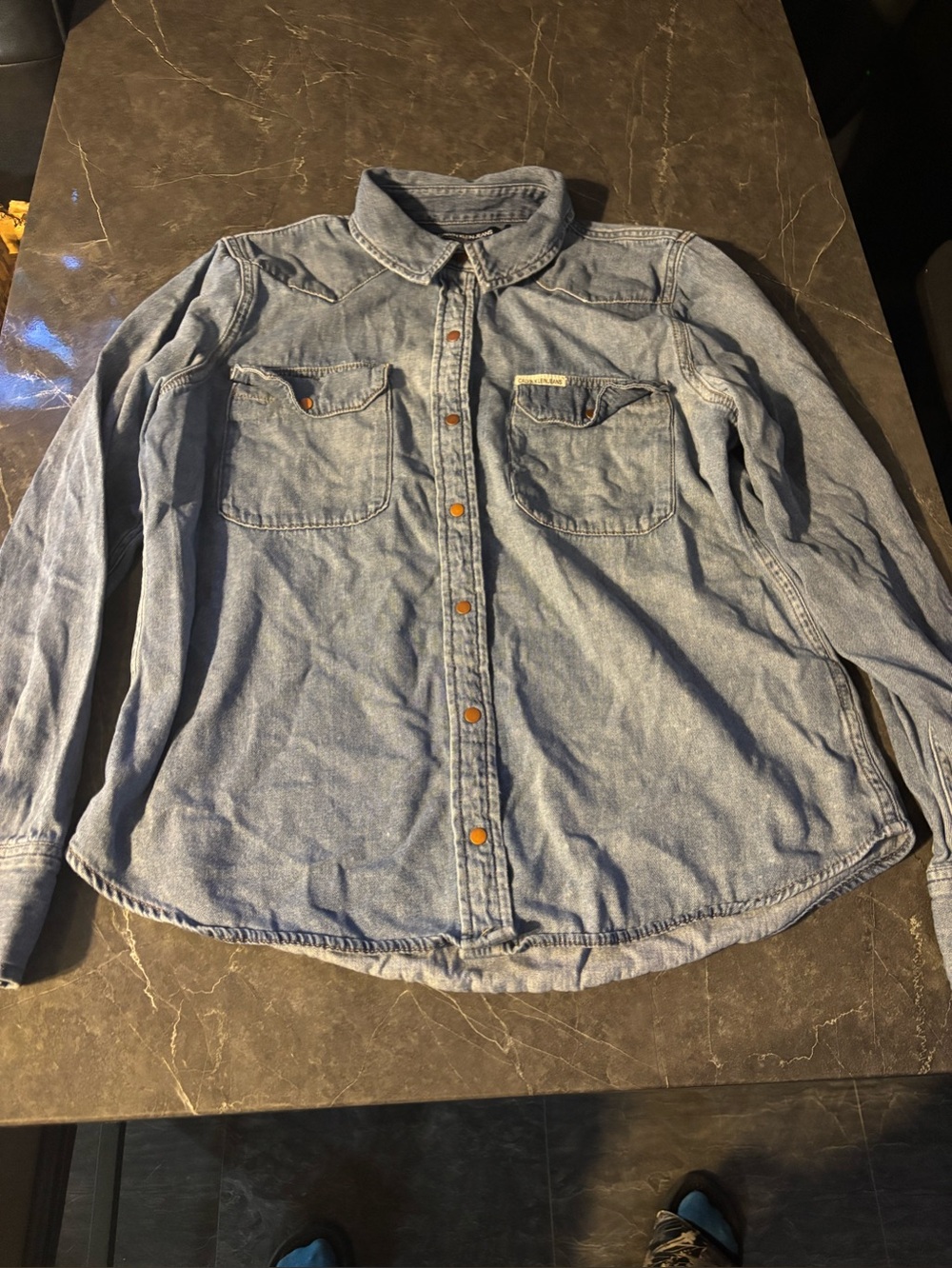 Light Blue Denim Button-Up Shirt